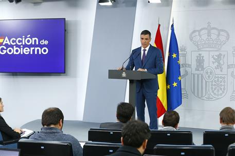 29/04/2025. Pedro S&#225;nchez durante la rueda de prensa. El presidente del Gobierno, Pedro S&#225;nchez, durante la rueda de prensa.
