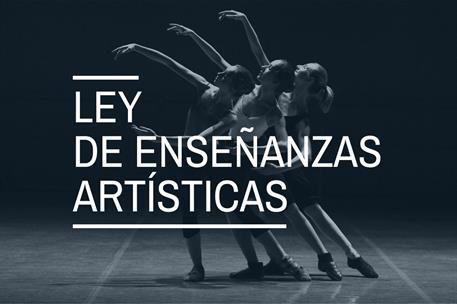 Bailarinas danzando y texto de Ley de enseñanzas artísticas
