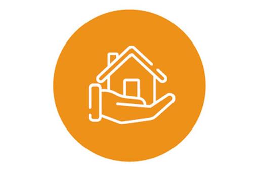 Icono de una mano sosteniendo una casa